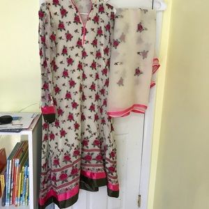 Pakistani/ Indian off white dress.
